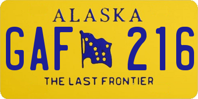 AK license plate GAF216