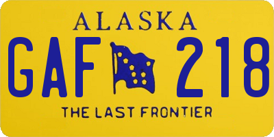 AK license plate GAF218