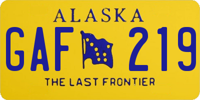 AK license plate GAF219