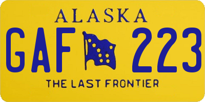 AK license plate GAF223