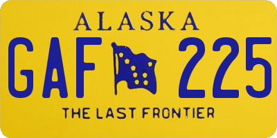 AK license plate GAF225