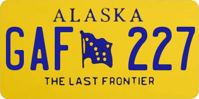 AK license plate GAF227