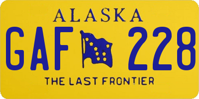 AK license plate GAF228