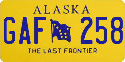 AK license plate GAF258