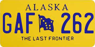 AK license plate GAF262