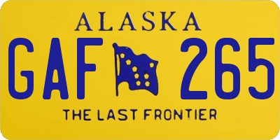 AK license plate GAF265