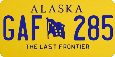 AK license plate GAF285