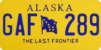 AK license plate GAF289