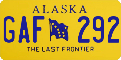 AK license plate GAF292