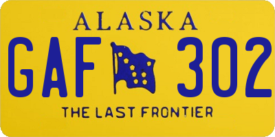 AK license plate GAF302