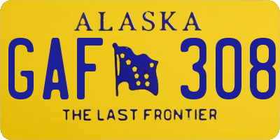 AK license plate GAF308