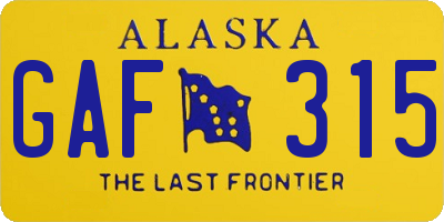 AK license plate GAF315