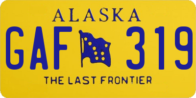 AK license plate GAF319