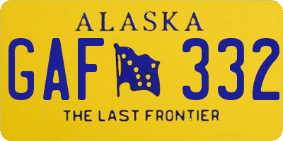 AK license plate GAF332