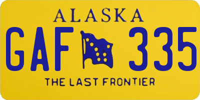 AK license plate GAF335
