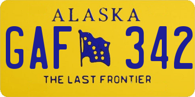 AK license plate GAF342