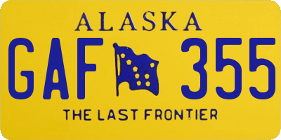 AK license plate GAF355