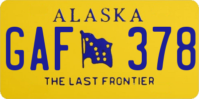 AK license plate GAF378