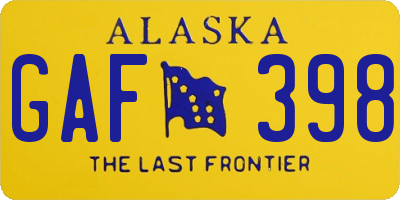 AK license plate GAF398