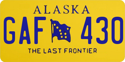 AK license plate GAF430