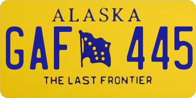 AK license plate GAF445