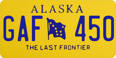 AK license plate GAF450