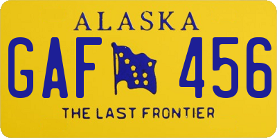 AK license plate GAF456