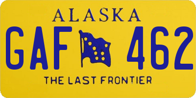 AK license plate GAF462