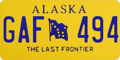 AK license plate GAF494
