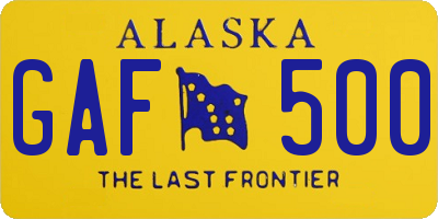 AK license plate GAF500