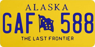 AK license plate GAF588
