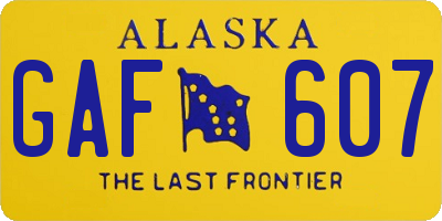 AK license plate GAF607