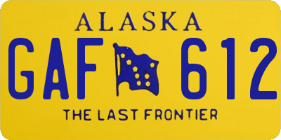 AK license plate GAF612