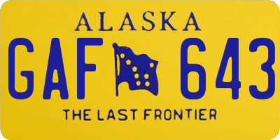 AK license plate GAF643