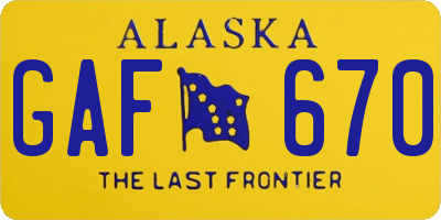 AK license plate GAF670