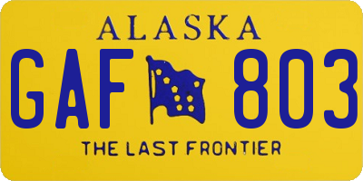 AK license plate GAF803
