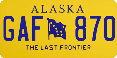 AK license plate GAF870