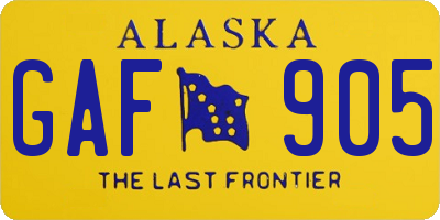 AK license plate GAF905