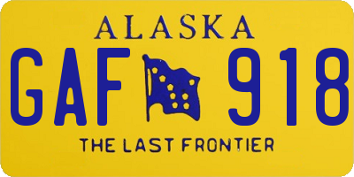 AK license plate GAF918