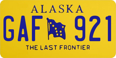 AK license plate GAF921