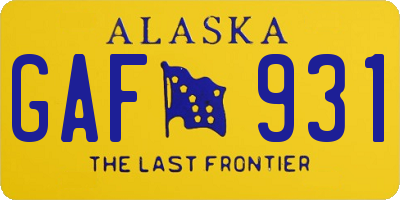 AK license plate GAF931