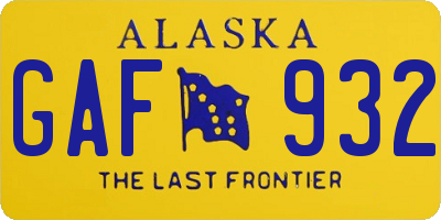 AK license plate GAF932