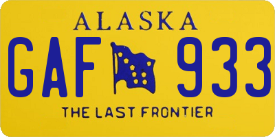 AK license plate GAF933