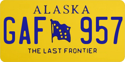 AK license plate GAF957