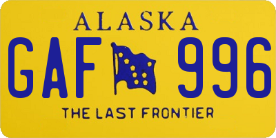 AK license plate GAF996