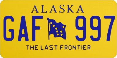 AK license plate GAF997
