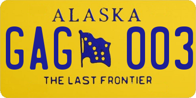 AK license plate GAG003
