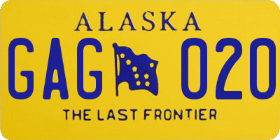 AK license plate GAG020