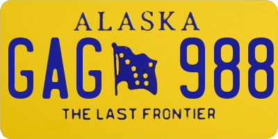 AK license plate GAG988