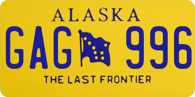 AK license plate GAG996